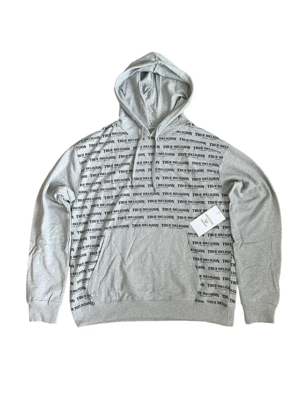True Religion Loungewear Gray All Over Print Pullover Lightweight Hoodie Size XL
